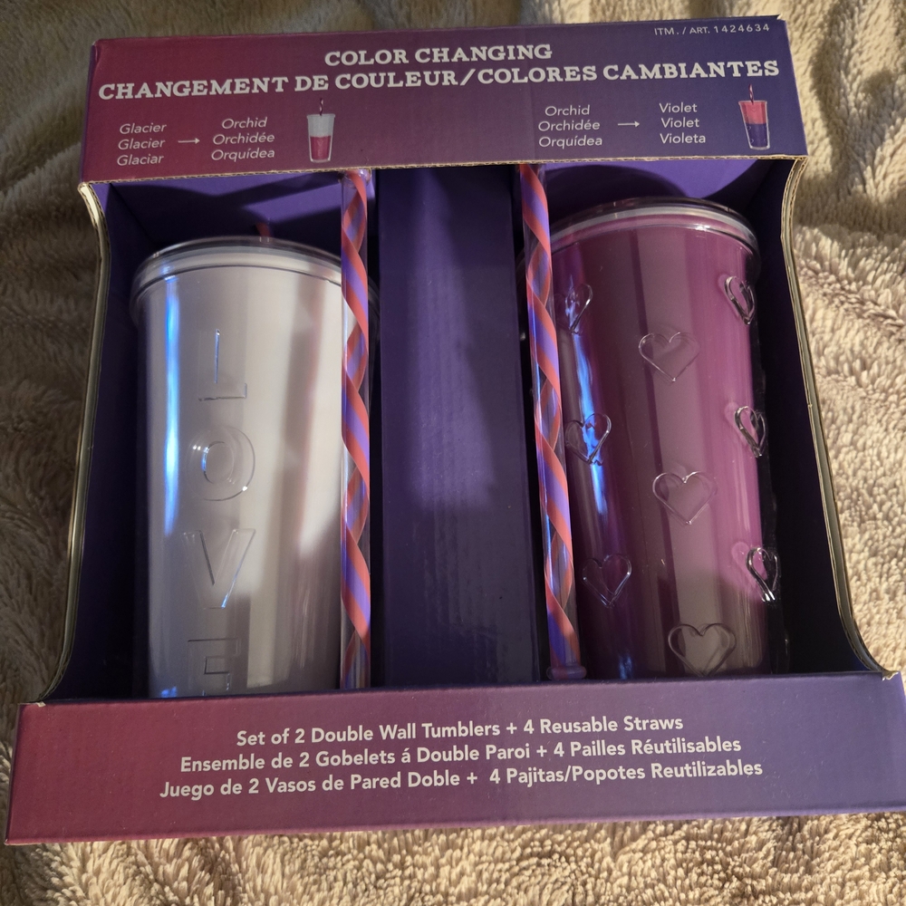 Color Changing Double Wall Tumblers Set - Glacier and Orchid
